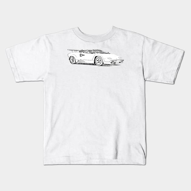 Countach Wireframe Kids T-Shirt by Auto-Prints